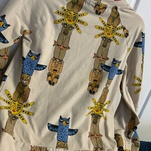 Mini Rodini Cream Tee Shirt with Blue and Brown Owl Print